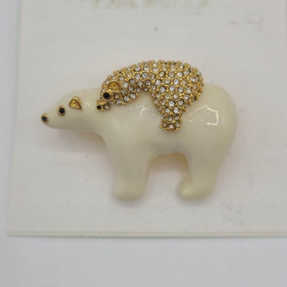 Talbots White Enamel Polar Bear Brooch NWT! NEW! - Picture 2 of 6